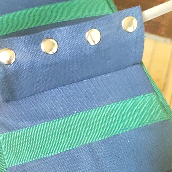 Canvas shoe holder. Snaps to closet rod. Navy and green. NEW. Never used - Picture 4 of 7